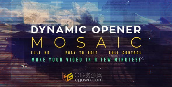 动态开场视频片头故障运动元素增加画面质感效果动画-AE模板