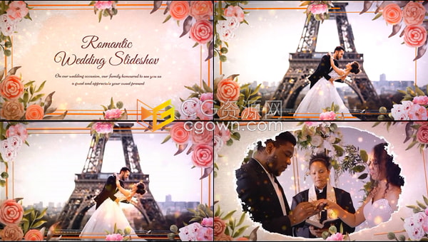 甜蜜回忆婚礼视频专辑浪漫照片幻灯片动画相册制作AE模板