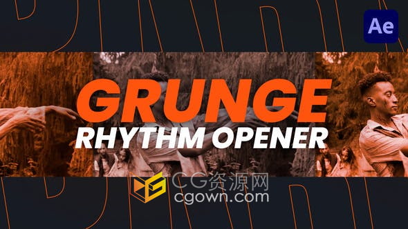 AE模板-Grunge风格动画节奏开场白视频片头动画