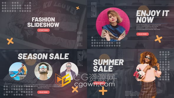 AE模板-Fashion Slideshow时尚幻灯片艺术风格宣传视频