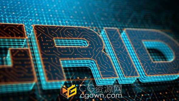 未来数据科技芯片纹路光线效果LOGO片头AE模板