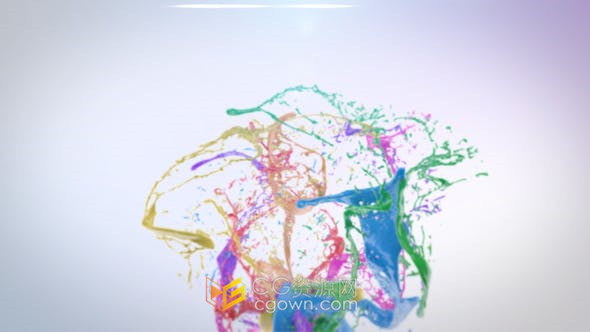 彩色液体流体飞溅动画演绎LOGO标志视频片头制作-AE模板