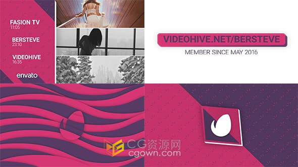 明亮时尚设计风格图形动画电视媒体频道视频包装片头LOGO字幕条-AE模板