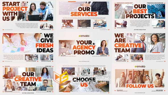 AE模板-创意商业代理促销团队合作宣传介绍视频动画