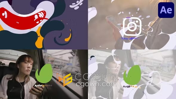 AE模板-液体风格标志动画Gris Liquid Logo