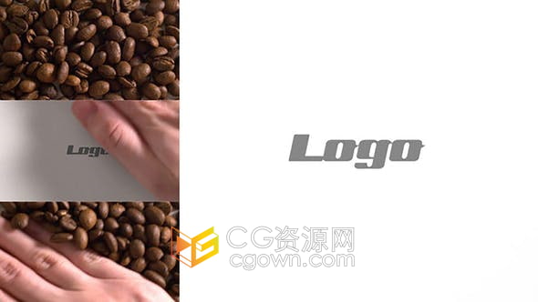 AE模板-手拨开咖啡豆咖啡厅品牌LOGO宣传视频动画