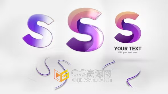 大气优雅线条描边光泽感艺术标志动画-AE模板下载