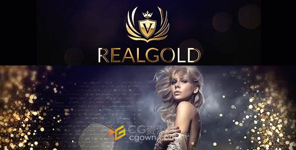 大气金色粒子视频幻灯片制作适合时尚高贵婚礼魅力优雅晚会-AE模板