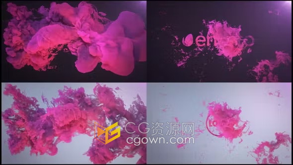 AE模板-美丽优雅彩色流体蔓延魔法烟雾粒子标志动画
