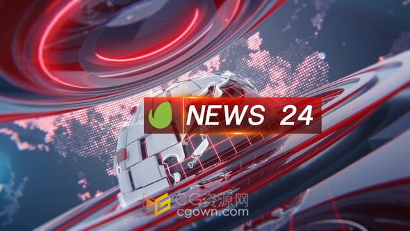 24新闻报道频道包装地球图形元素3D倒计时动画神婆片头字幕板-AE模板
