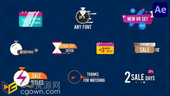 时间闹钟可爱卡通新颖创意动态标题动画AE模板