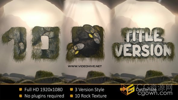 AE模板-石头岩石纹理苔藓草石插图倒计时片头