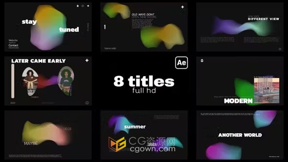 8个具有抽象流体背景动画的文本标题-AE模板