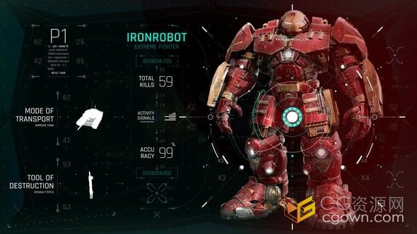 未来感科技视频游戏HUD UI 界面屏幕元素-AE模板