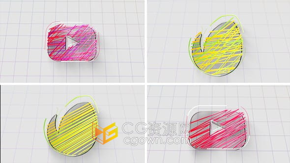 AE模板-丝带线条涂鸦效果绘画LOGO动画视频片头