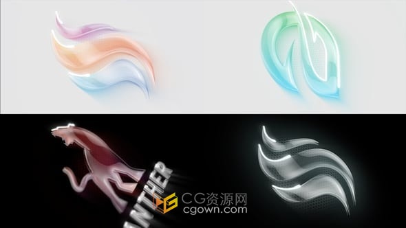 干净大气发光LOGO轮廓流线动画标志片头-AE模板