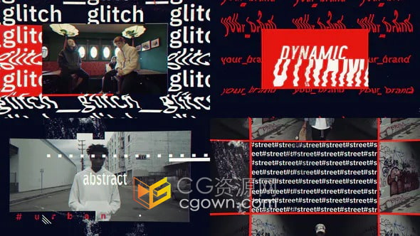 AE模板-Glitch现代嘻哈动态风格创建宣传视频片头动画