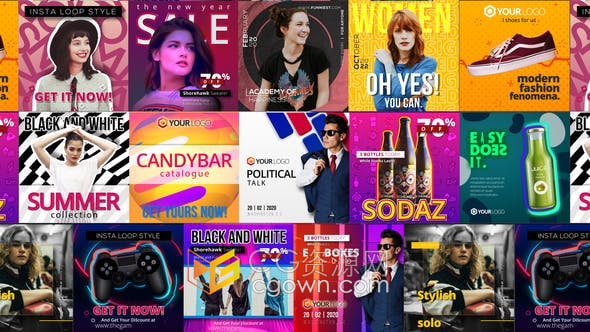 AE模板-无缝循环动画效果制作媒体短视频宣传广告