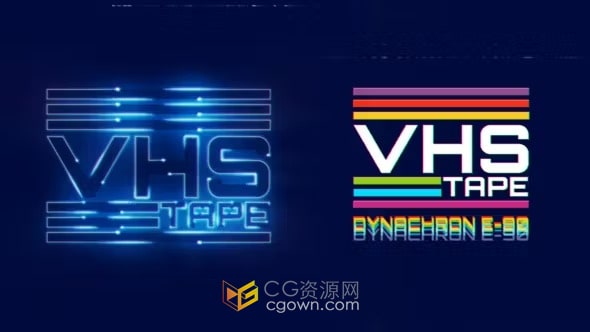明亮火花光线演绎霓虹灯故障VHS标志片头-AE模板