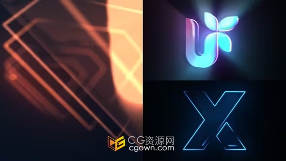发光线条轮廓描边LOGO动画片头演绎-AE模板