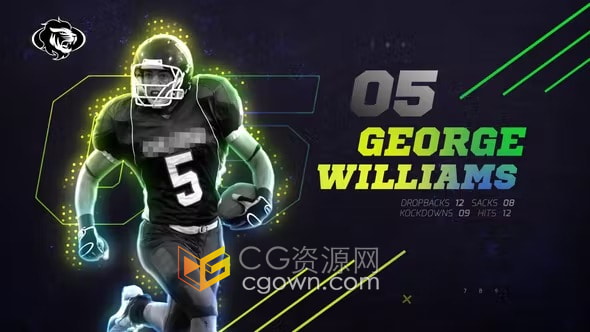 AE模板-霓虹灯发光粒子动画球员简介团队介绍体育包装游戏战队赛事预告片