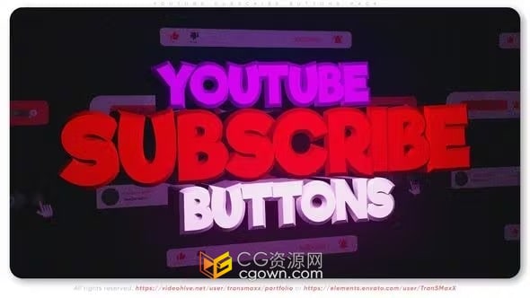 3D可视化直观的社交媒体网络界面关注订阅按钮-AE模板