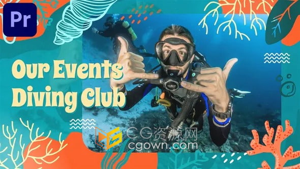 AE与PR模板-潜水俱乐部宣传片夏天旅游潜水学习介绍视频