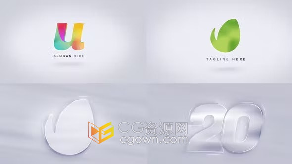 AE模板-明亮简单光泽感Logo淡雅白色光圈标志动画