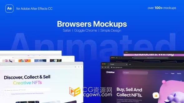 高品质网络浏览器动画Web模型AE模板网页设计展示