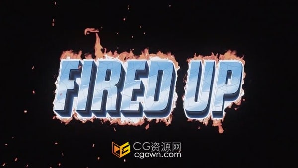 AE模板-3D金属卡通和切割效果火焰过渡和文本标题