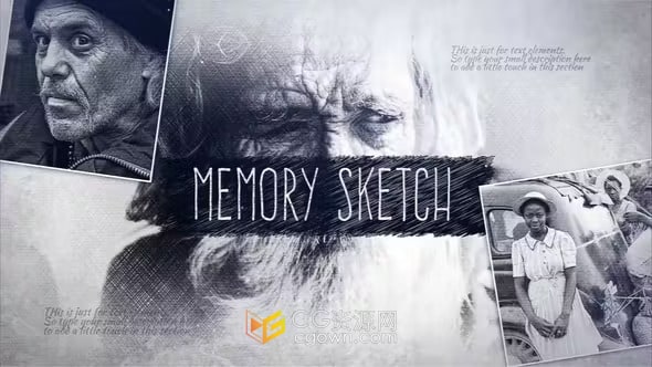 优雅和创意铅笔素描AE视频模板黑白艺术相册