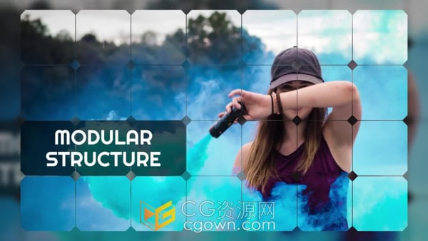 幻灯片视频AE模板方块风格展示动画效果