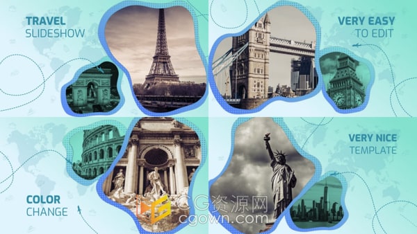 旅行幻灯片AE模板宣传介绍推广视频动画制作