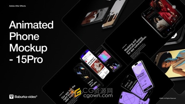 10组场景iPhone 16 Pro模型展示动画介绍应用程序演示视频-AE模板