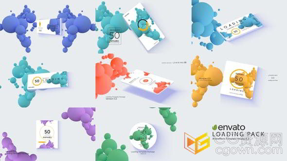 数据加载文本标题动画介绍展示信息图表AE模板