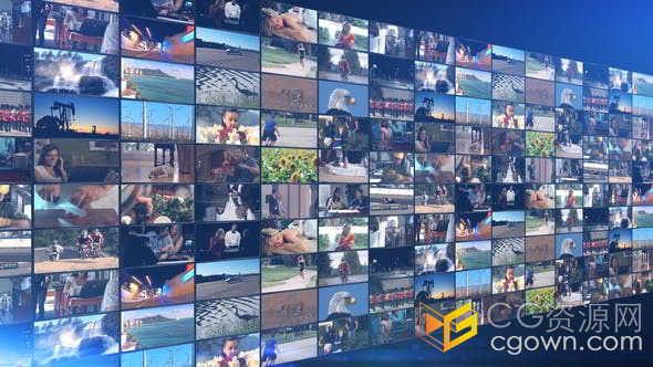 多屏幕影视墙图片拼接大气空间立体片头AE模板