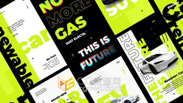 AE模板-8组设计汽车沙龙霓虹灯文字动画排版宣传广告短视频