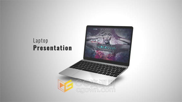 MacBook电脑展示网站主题设计介绍互联网公司社交服务屏幕图片可替换-AE模板