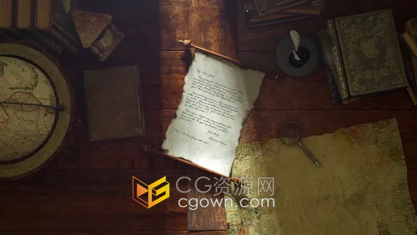 AE模板-羊皮纸介绍标志动画或者书写文字效果视频片头