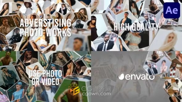 3D五边形风格模块化展示照片动画幻灯片AE模板