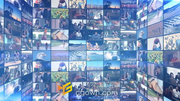 方形空间大气立体电视屏幕拼接影视片头AE模板