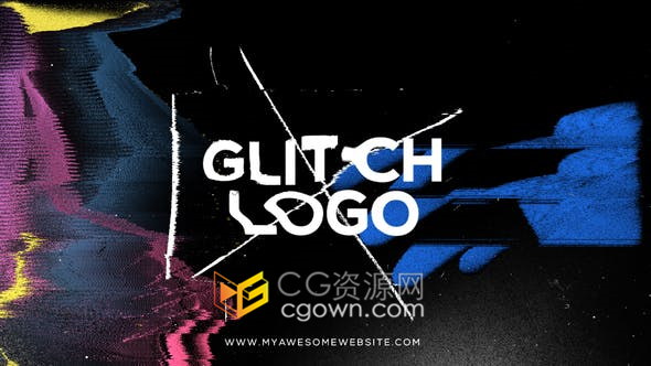 Glitch Distortion Logo毛刺失真涂鸦涂抹电视噪点LOGO视频片头-AE模板