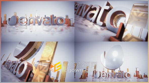 金色玻璃三维LOGo动画效果Element 3D v2插件制作工程-AE模板