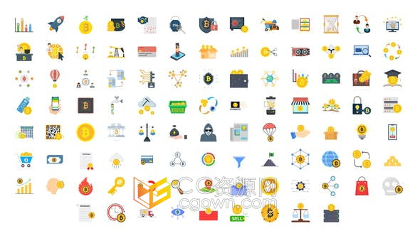 AE模板-Crypto Currency Icons 100个加密货币图标动画