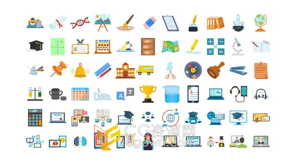 AE模板-100个教育和电子学习Icons图标动画效果