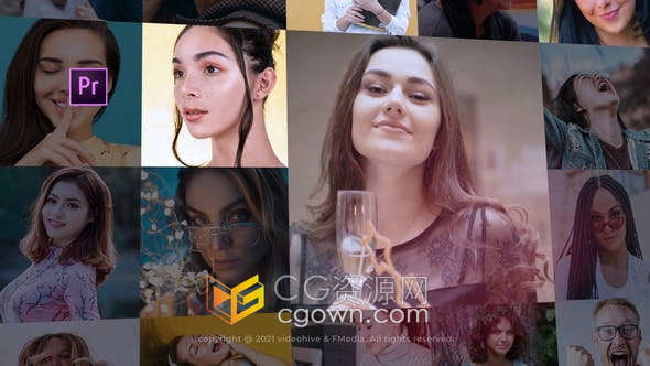 AE与PR模板-照片视频墙展示动画宣传视频片头制作