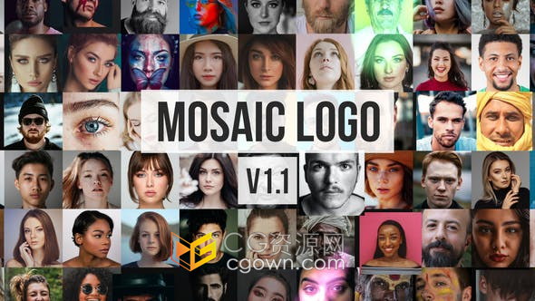 马赛克照片视频墙大量图片拼贴动画演绎宣传LOGO片头-AE模板