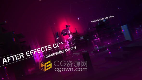 抽象3D场景动画介绍LOGO故障效果科技电影或者游戏宣传片头-AE模板