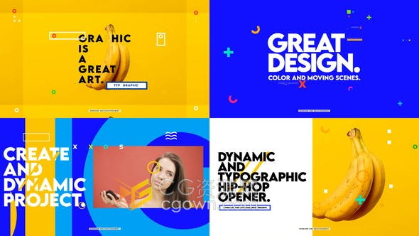 动态文字印刷嘻哈风格介绍视频短片运动时尚宣传片头-AE模板