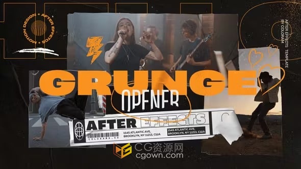 仿旧纹理复古拼贴动画开场视频片头效果AE模板下载